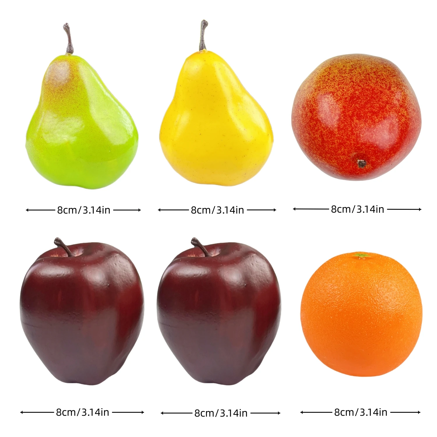 6-teiliges, lebensechtes künstliches Obst-Set – realistische Früchte für Zuhause, Küche, Party und Weihnachtsdekoration, gefälschte Birne, Orange, Pomegra – Detail 2