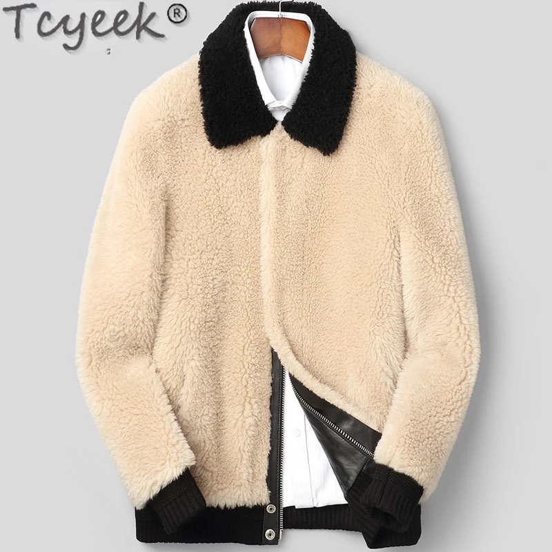 

Tcyeek Fashion Grain Wool Jacket Men Clothing Winter Warm Sheep Shearling Jackets Casual 100% Wool Coat Male Chaquetas Hombre