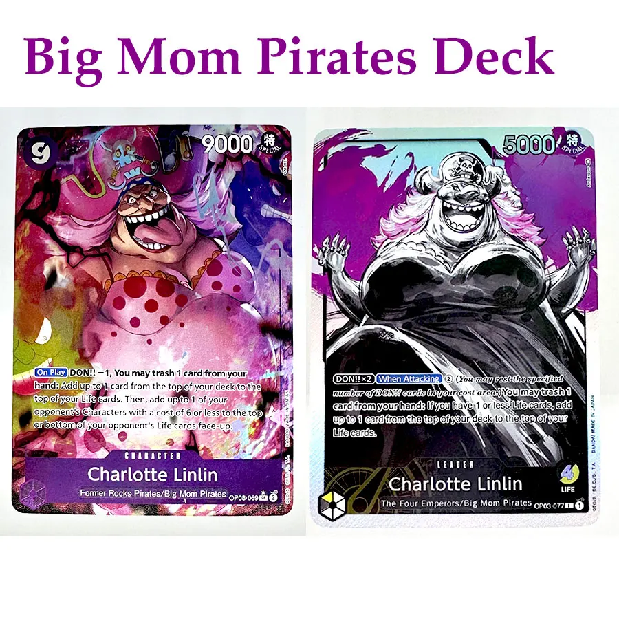 One Piece TCG Charlotte Linlin (Big Mom) Full Set Proxy Cards - Four Emperors Big Mom Pirates Alt Art OP03 OP08 Foil OPCG Cards