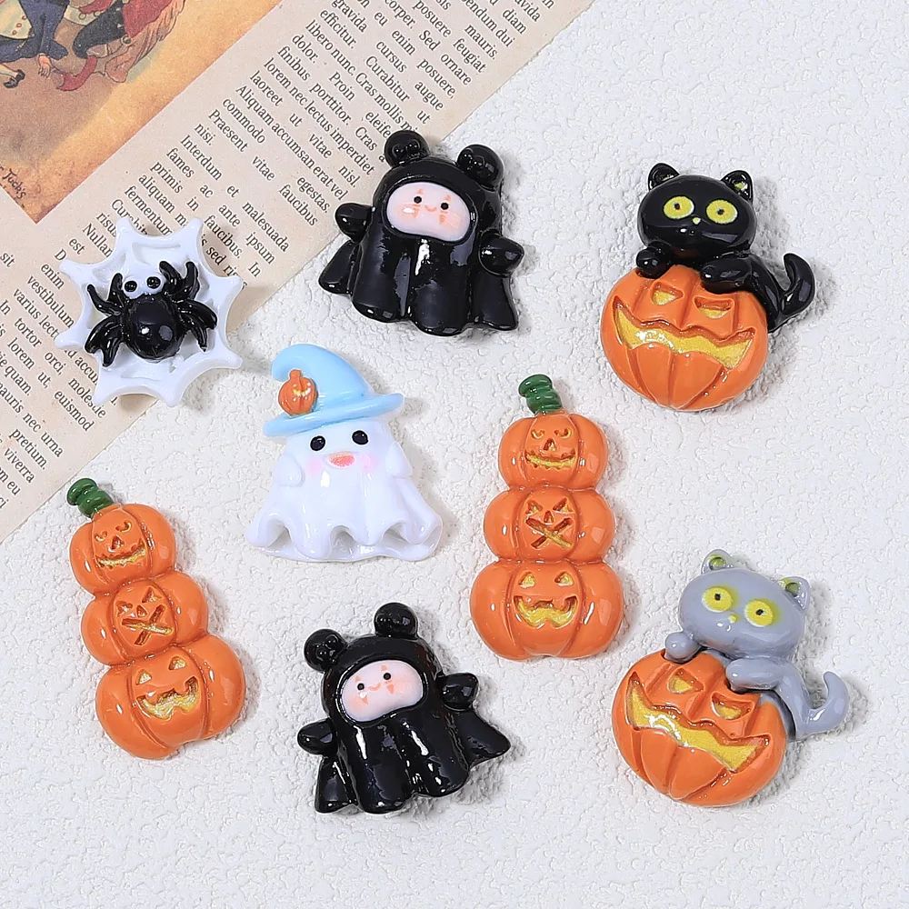 Creative High-Transparency Resin Cartoon Ghost Pumpkin DIY Charms for Halloween Party Inspired Hair Clips Phone Cases Keychains