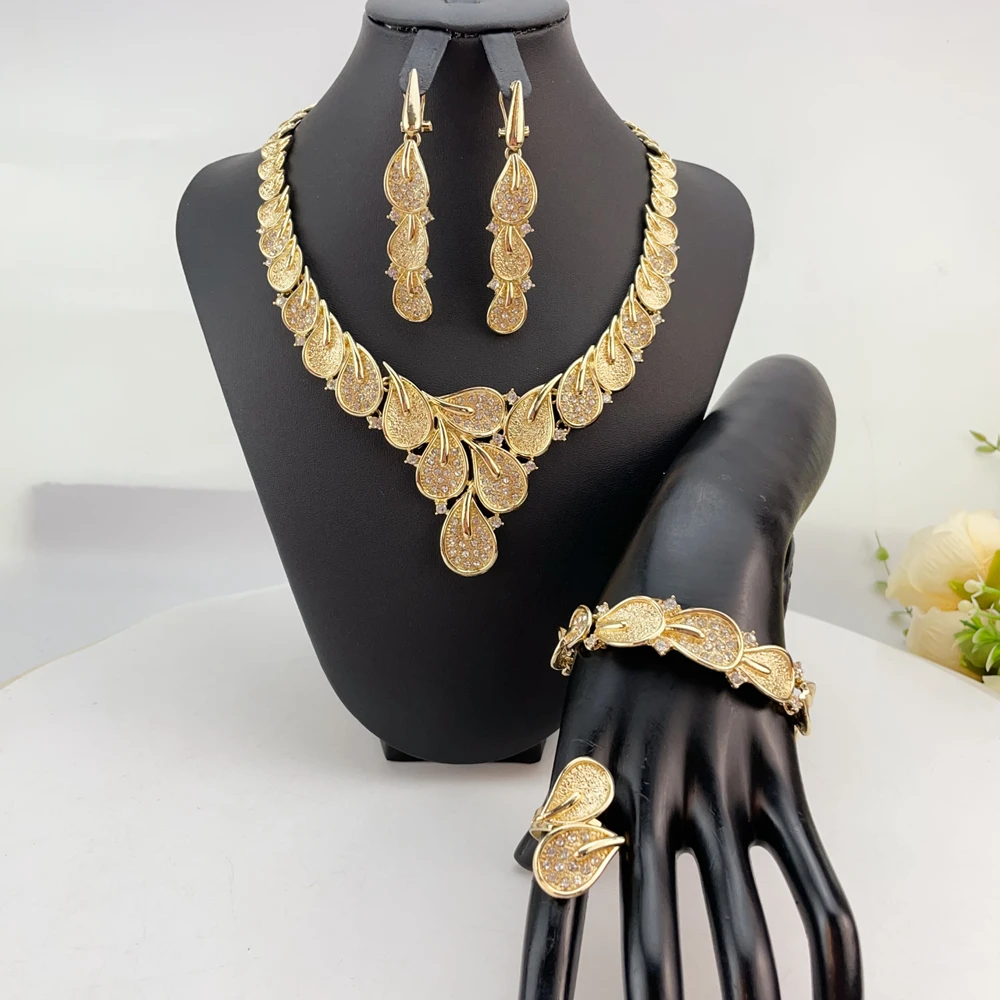 

Brazilian Simple Style Big Bold Necklace Luxury Quality African Bride Jewelry Set For Women Party Gifts FHK24209