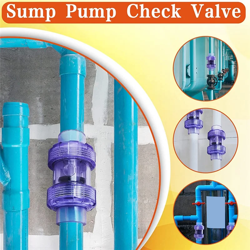 Check Valve 3/4 Inch True Union Check Valve Transparent Blue UPVC Check Valve Pipeline Check Valve One-Way Valve