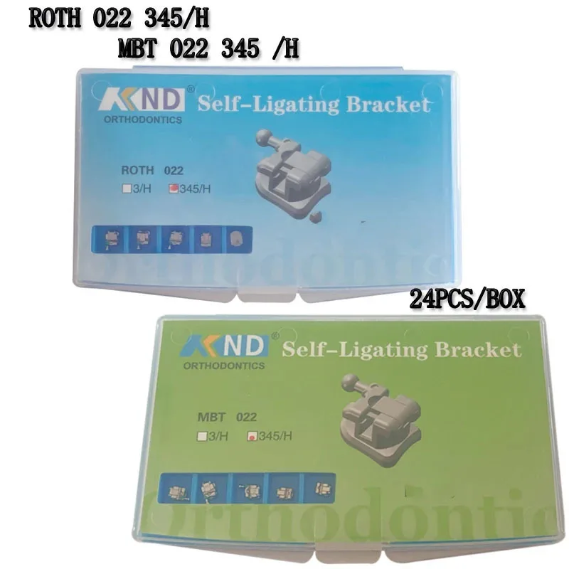 24pcs/Box KND Orthodontic Metal Self-Ligating Bracket MBT/ROHT 022 345HOOKS/ 24Pcs Roth 022 345H Metal Self Ligating Bracket