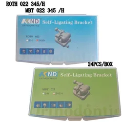 KND-KND Orthodontic Metal Self-Ligating Invite, MBT, RObirth022, 345 Bathroom OKS, 24Pcs, Roth 022, 345H Metal Self Ligating, 24Pcs