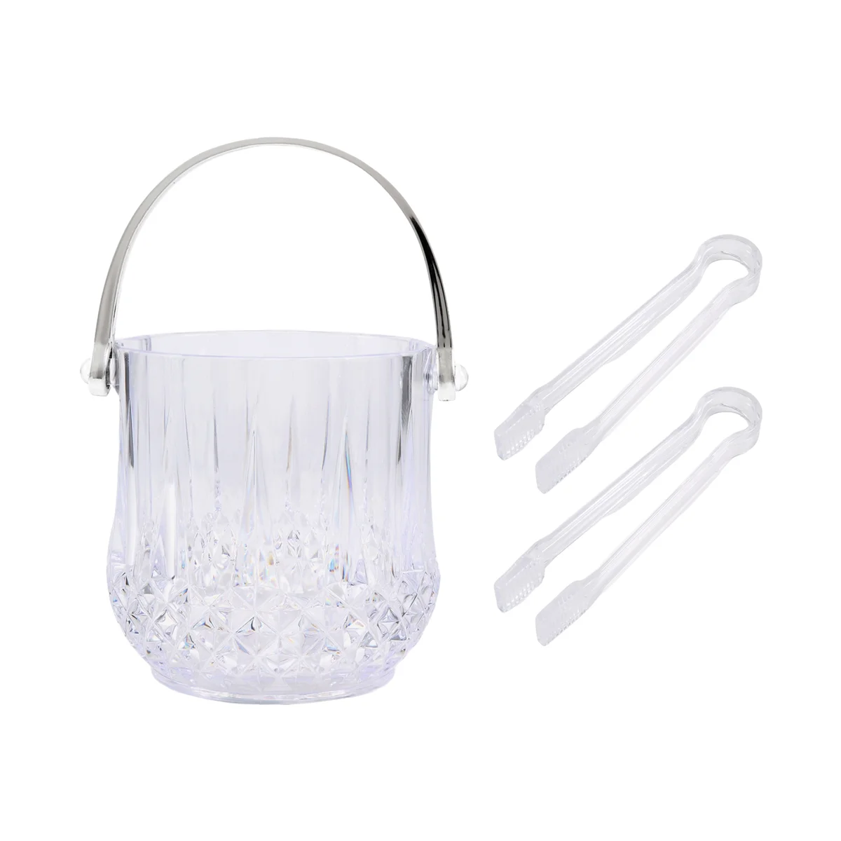 Ice Bucket Plastic Ice Bucket with Handle Acrylic Transparent Champagne Beer Wine Ice Bucket for Home -Transparent