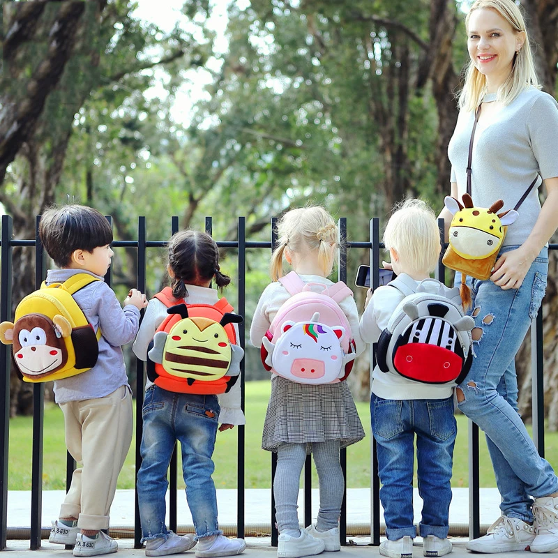 2-5 Years Animal Cartoon 3D Kids Plush Backpack Toy Mini School Bag Gifts Kindergarten Boy Girl Student Baby Bags for 90-120cm