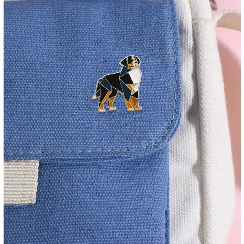 New Geometric Lines Shepherd Dog Brooch Cute Puppy Metal Badges Pins DIY Clothing Bags Hat Scarf T-shirt Jeans Accessory Unisex