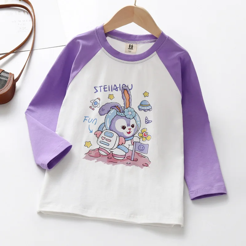 子供のためのディズニーTシャツ,スタルーウの漫画のスウェットシャツ,ラウンドネック,長袖,カジュアル,コットン,秋の服