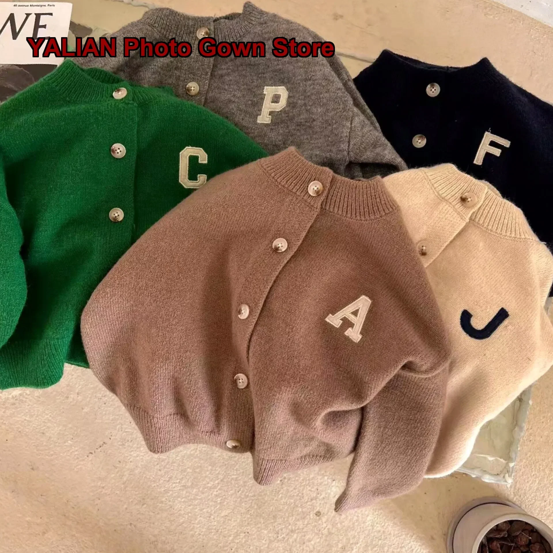 Kids Cardigan 2024 Boys Girls Knit Top Baby Letter Print Korean Style Long Sleeves Toddler