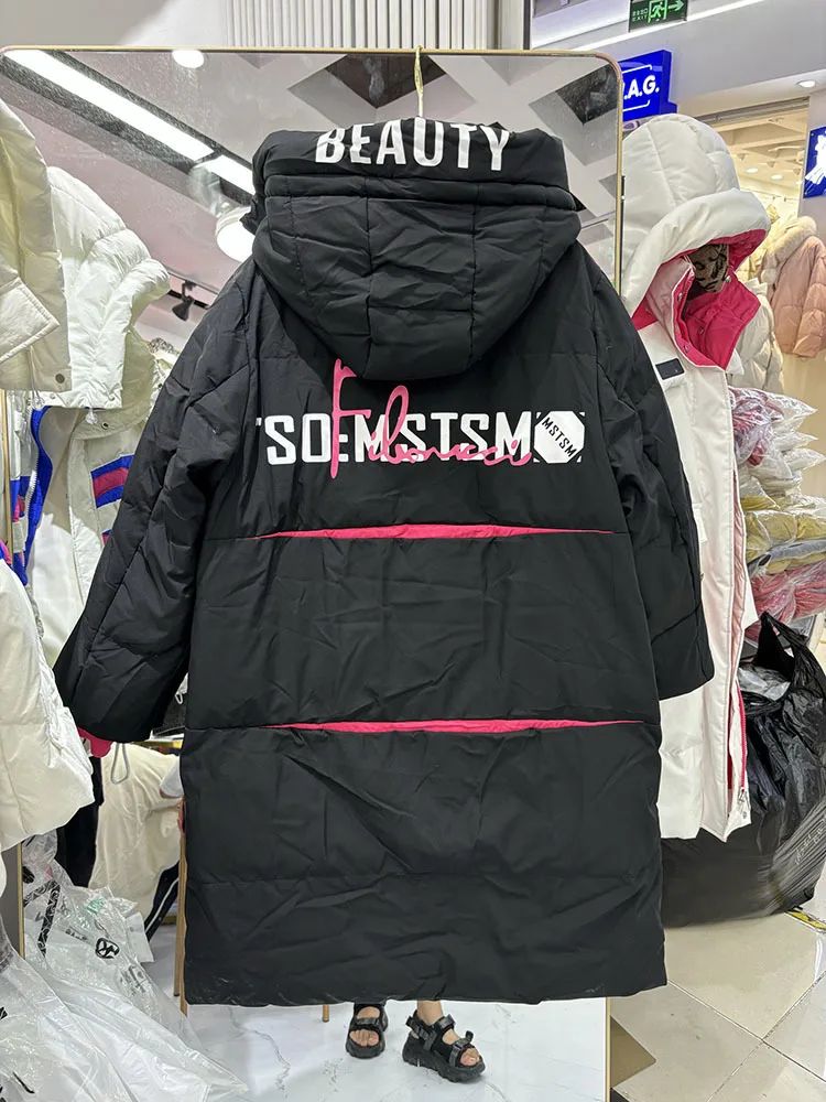 Women\'s Down Jacket Streerwear 2024 New Long Hooded Down Jacket Winter Puffer Coat Parka Loose Korean
