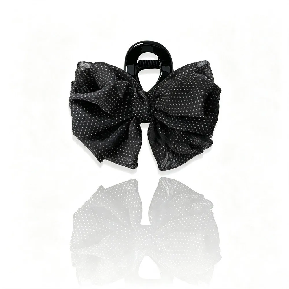 2pcs New Style Polka Dot Hair Claw Clip Set Non-Slip Fabric Shark Clip Coffee Black Beige Bow Banana Hair Clip Holiday Party