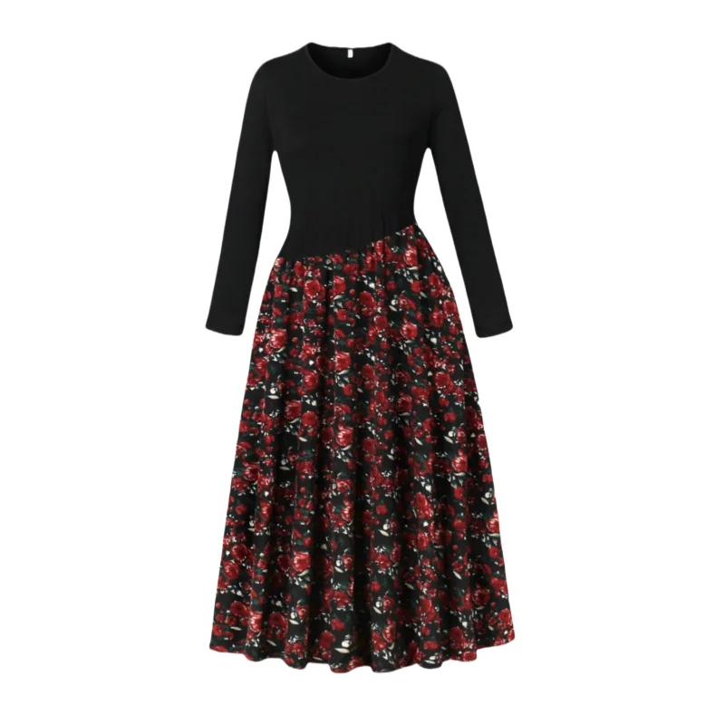 Autumn and Winter French New Gentle Style Long Skirt with Irregular Waist Design, Long Sleeve and Ankle Skirt