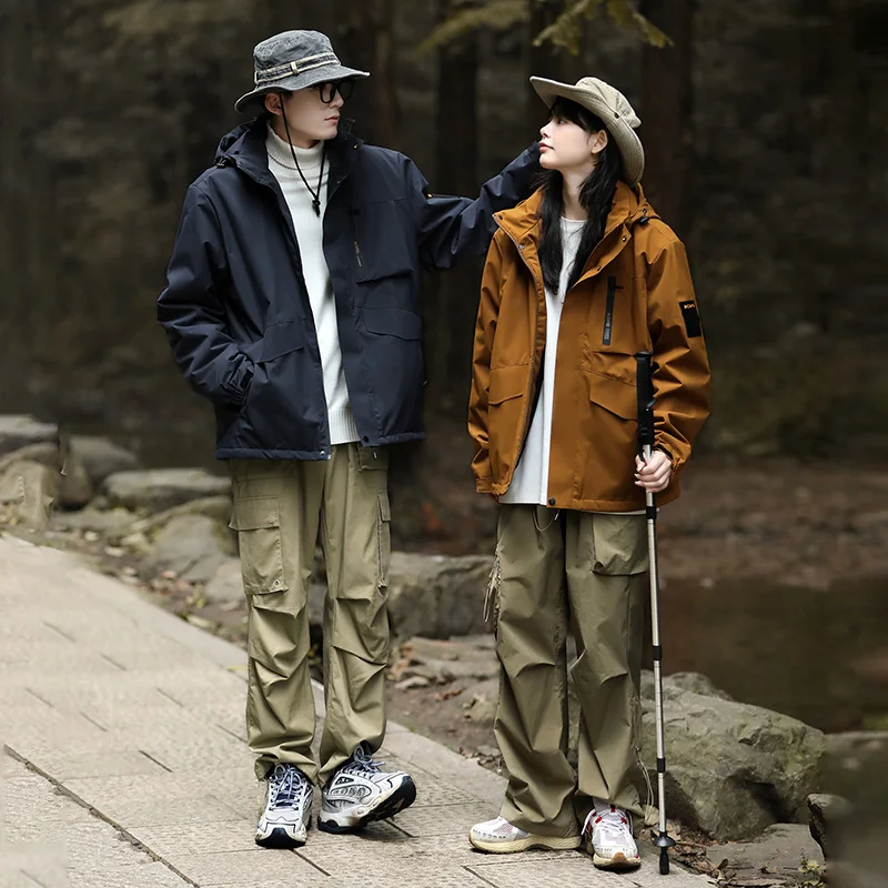 

New Faionable Casual Fce-Lined Winter Jaet Men's Loose Fit Sli Outdoor Clothing Upper Apparel HE Brand