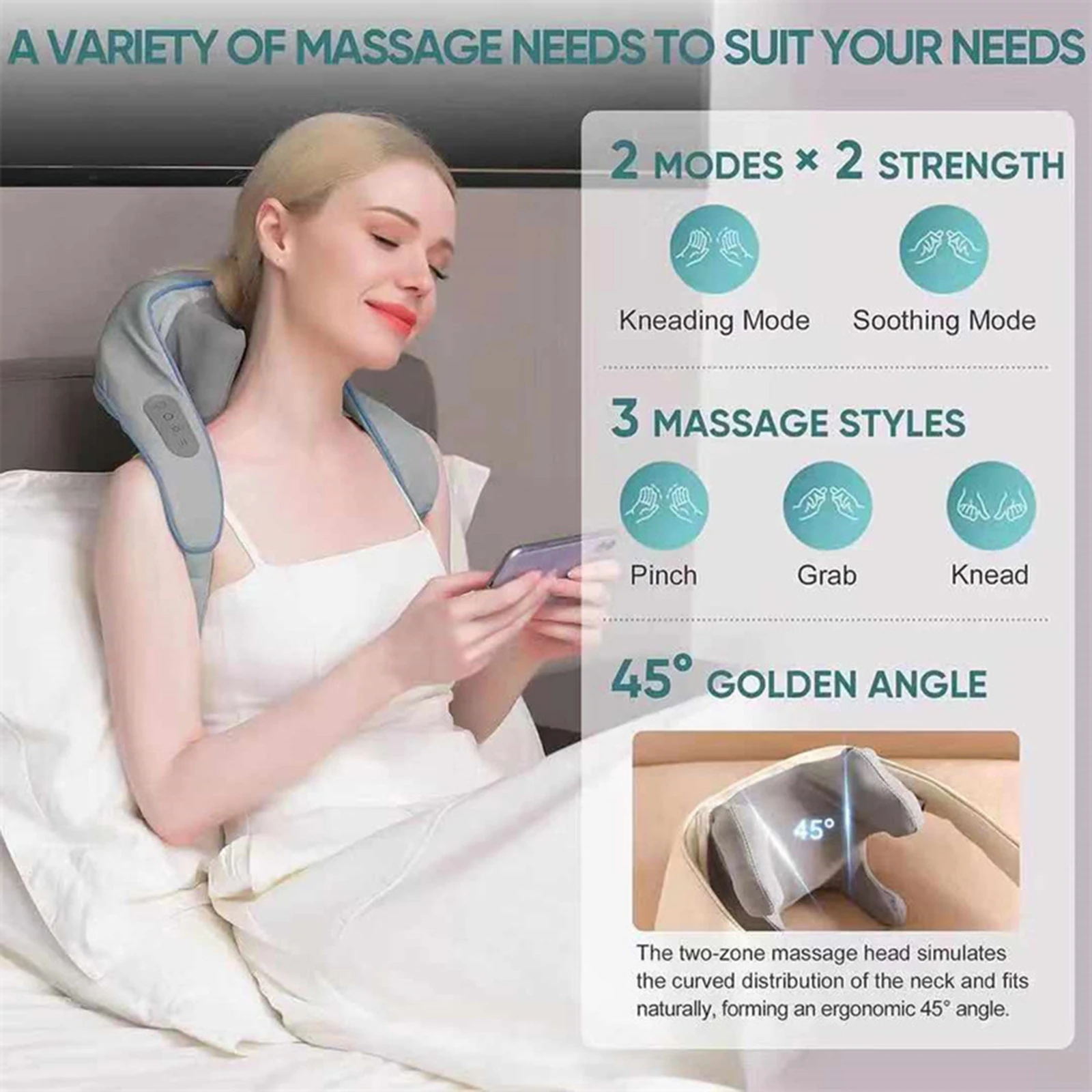 Neck Massager with Heat Neck and Back Massager Rechargeable Shoulder and Neck Massage Shawl for Family Female