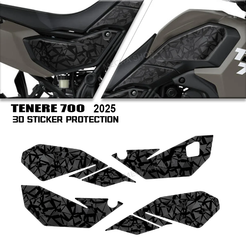 For Tenere 700 2025 Stickers Motorcycle Accessories Fuel Tank Side Knee Traction Pad Protector Kit 3D Resin Stickers Tank Pad