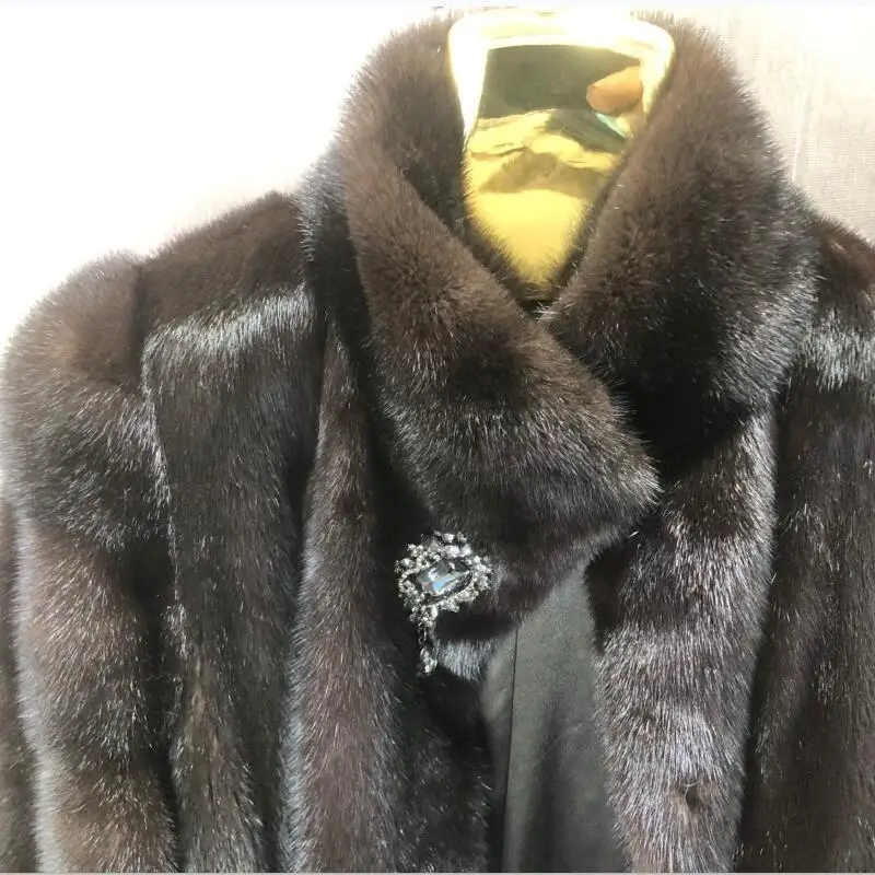 Women's Genuine Natural Mink Fur Coat with Detachable Sleeves, Long Warm Coat, European Winter Fashion, New, 2023