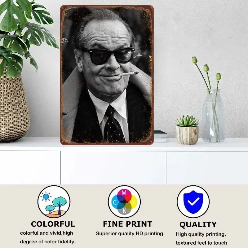 Jack Nicholson Wall Decoration Metal Signs Customized Gamer Room Decoration Poster Vintage Metal Plate Art Mural House Decor