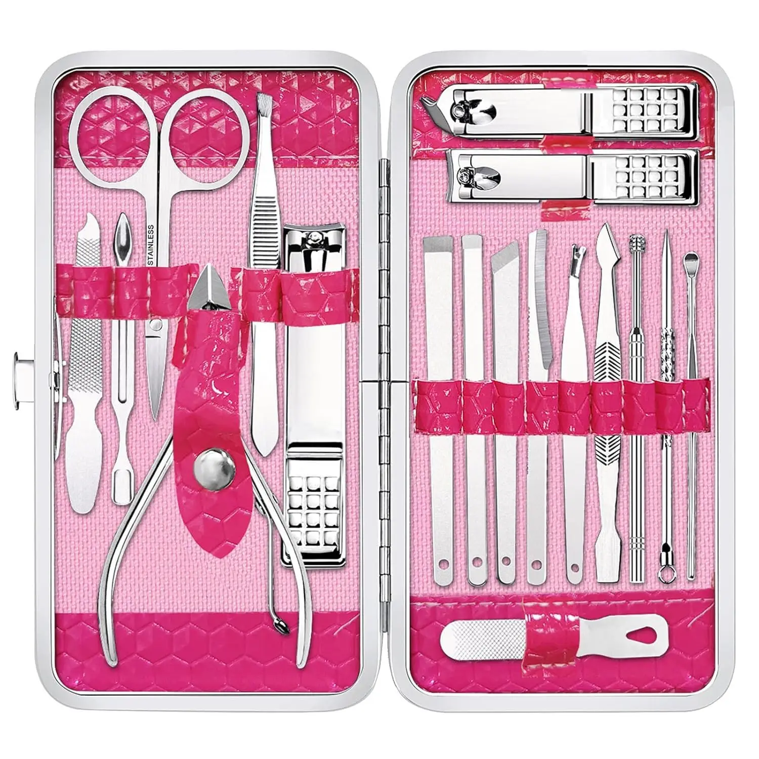 

Professional 18Pcs Manail Kit Stainless Steel Nail Clippers Set with Travel Case for Women