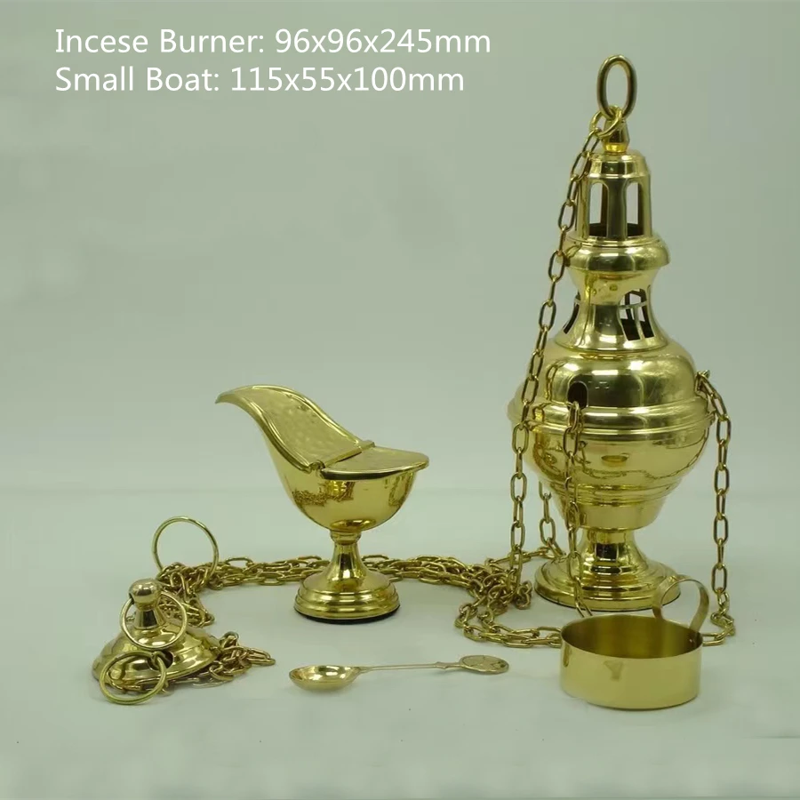 Brass Censer Incense Burner for Catholic Church Chapel Holy Mass Altar Traditional Religious Ceremony Incense Holder