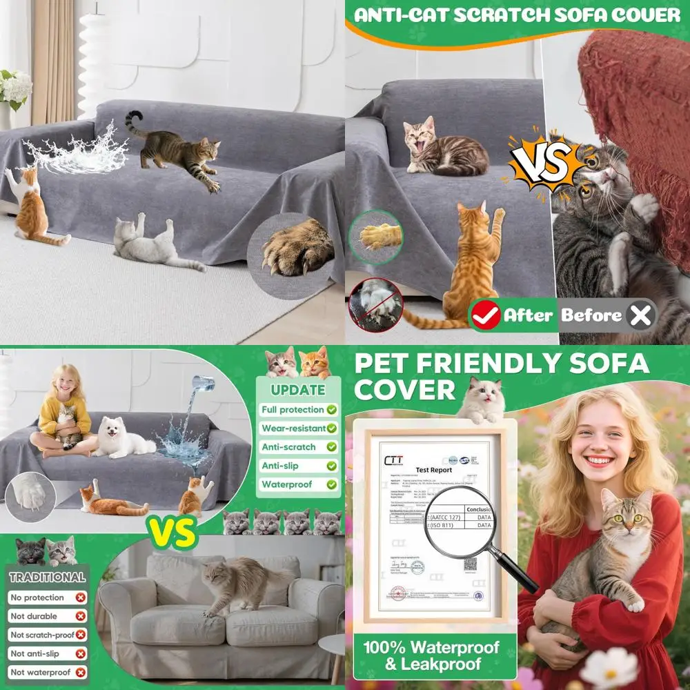 

Anti-Slip Waterproof Cat Sofa Cover - Pet-Friendly Couch Protector to Keep Cats Off, Ideal for 3-Seat Furniture