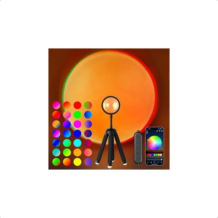 

Sunset Lamp Projector with APP Control Multicolor Changing Led Lights for Room 360 Degree Rotation Sunlight Lamp Set Mood Light