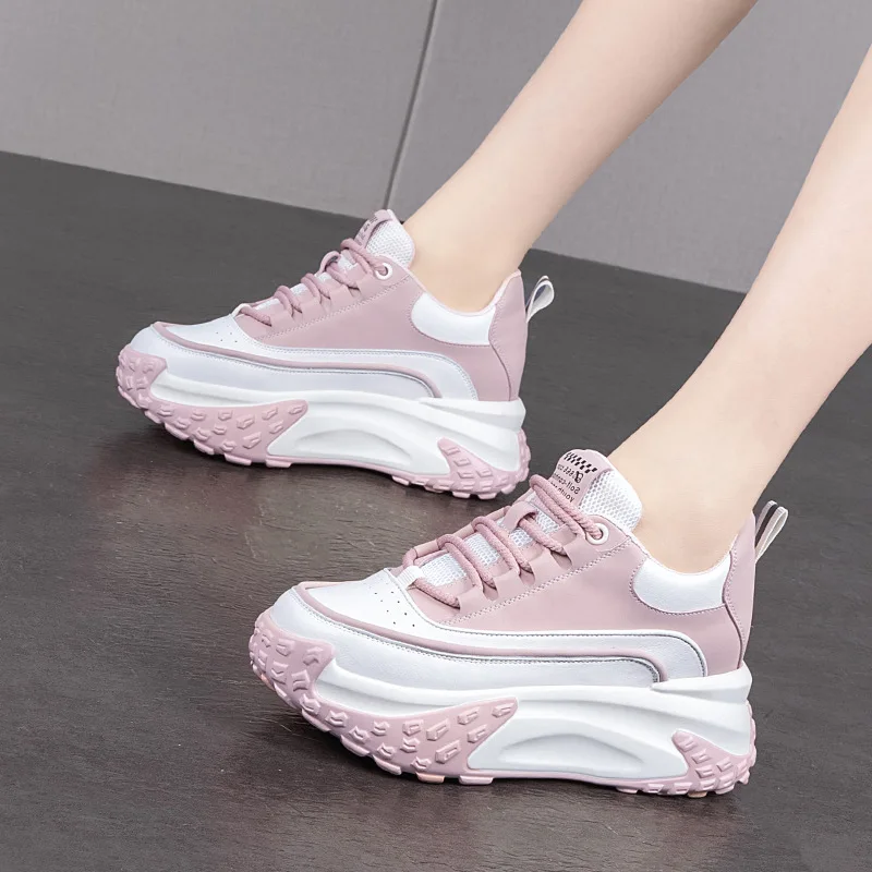 

Leather Dad Shoes Women's Sports Casual Thick Bottom Heightening Front Buckle Spring 2025 Korean Version Fashionable Casual S...
