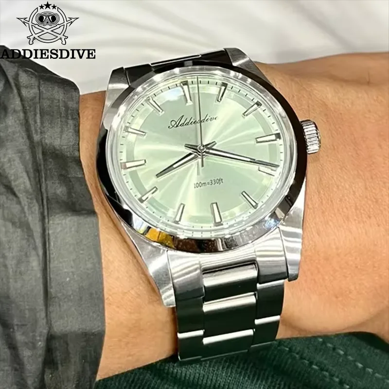 ADDIESDIVE Quartz Watches For Men VH31 Bubble Mirror Glass BGW9 Luminous Waterproof 100m Luxury Dress Watches AD2066 WristWatch