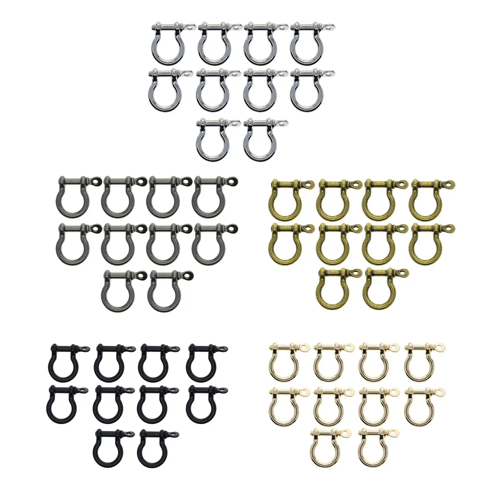 10 Pieces Horseshoe Buckles Metal Key Chian Metal Hoop Locking D Rings Bow Shackle for Backpacks Handbag Straps Pendants Craft