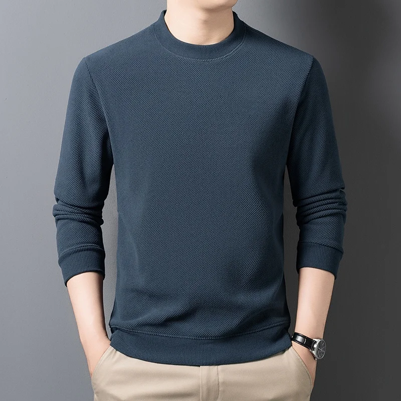 Herren-Pullover mit Rundhalsausschnitt, langen Ärmeln, Waffelstruktur, Fleece-Futter, warm, für den Winter, lässig, dick, für den täglichen Gebrauch, Oberteil – Detail 20