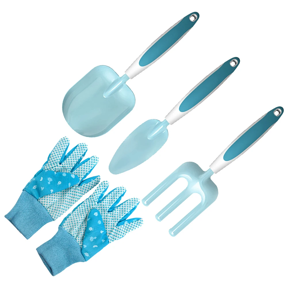 

1 set Planting Tool Set Small Gardening Shovel Blue Storage Transplanting Trowel Soil Loosening Rake Weeding Cultivator Garden