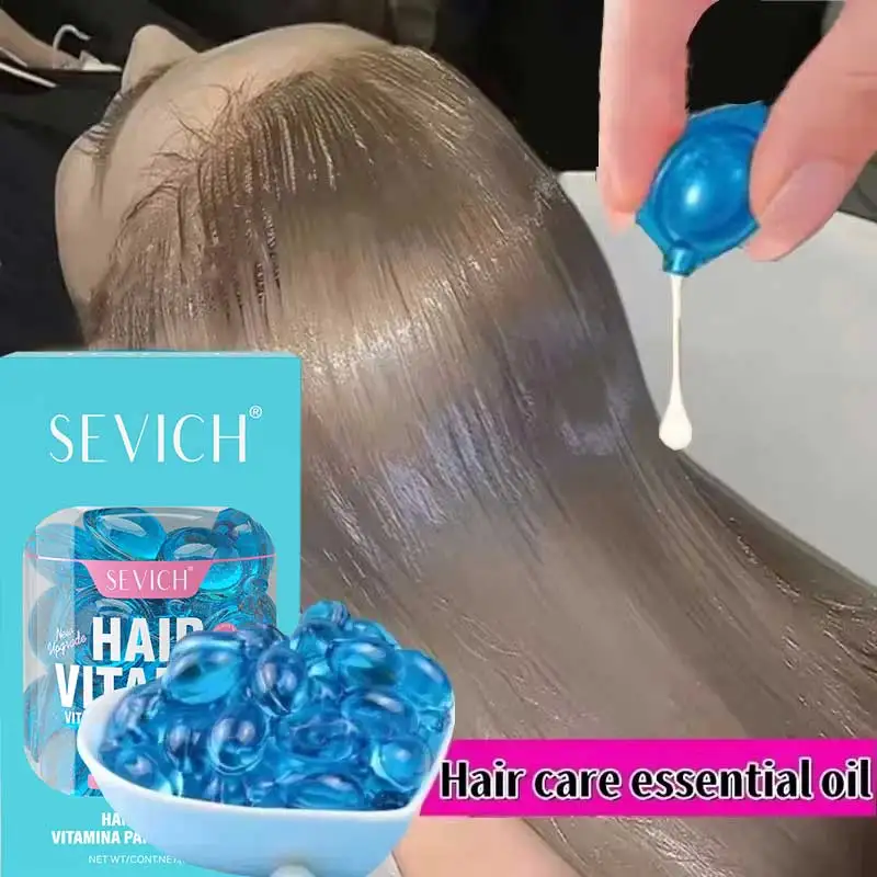 SEVICH Cápsulas de queratina para cabelo 30 peças, óleo de vitamina marroquino Agam, essência para cuidados com os cabelos, reparação anti-perda de cabelos danificados, soro de reparo