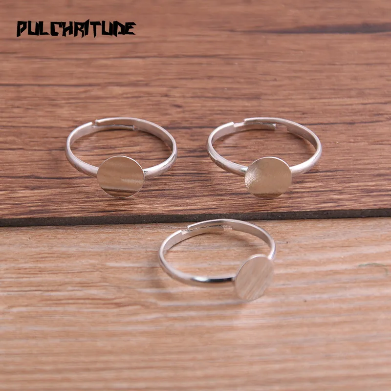 10 sztuk moda prosty kolor srebrny 4 rozmiary 8/10/12/18mm regulowane podstawy pierścieni Cabochon puste pierścienie