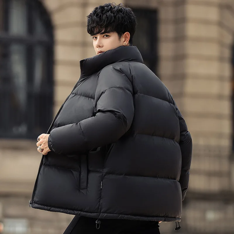 Casal para baixo jaqueta masculina curto 2022 inverno novo leve e fino gola casaco de pão juventude grosso casaco quente