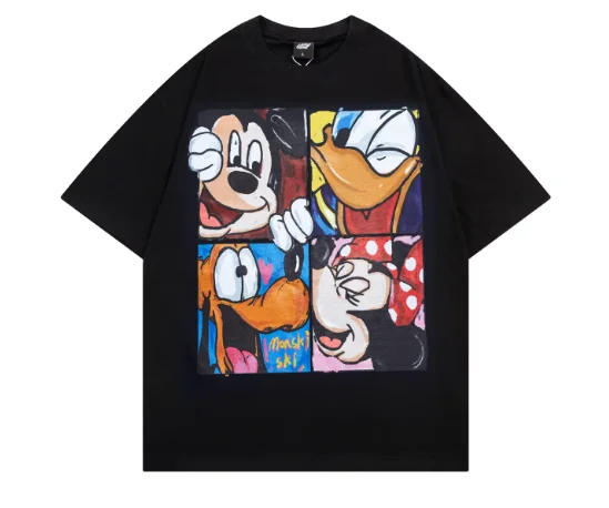 Miniso 2026 lindo Mickey Mouse impreso dibujos animados de algodón de manga corta Camiseta hombres mujeres nueva moda INS suelta-ajuste estilo estudiantil camisetas