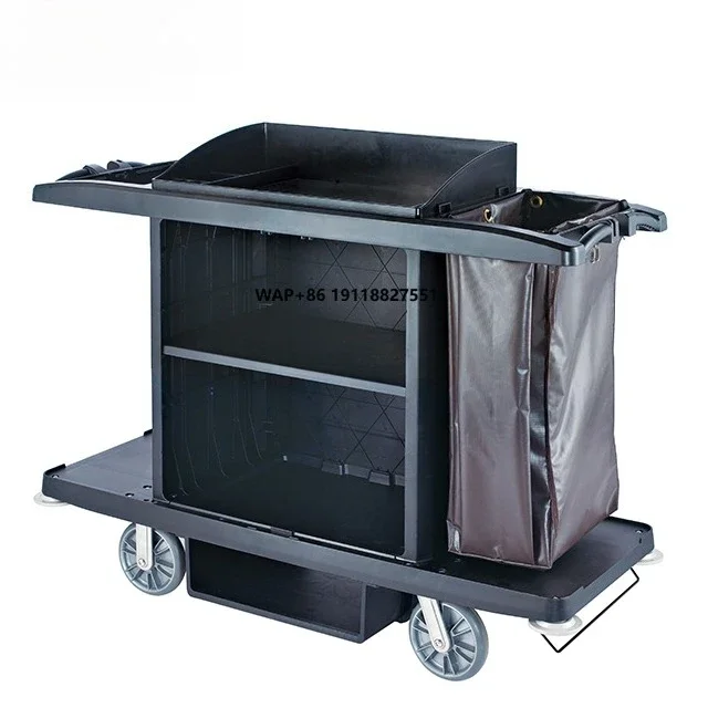 

GNF Hotel Multifunctional Plastic Housekeeping Trolley Room Service Cleaning Maid Cart with Door