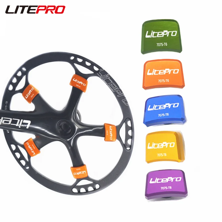 Litepro 5Pcs/Lot Square Bolts Folding Bicycle Single Chainring Aluminum Alloy Screws MTB Bike Chainwheel Sprocket Nut