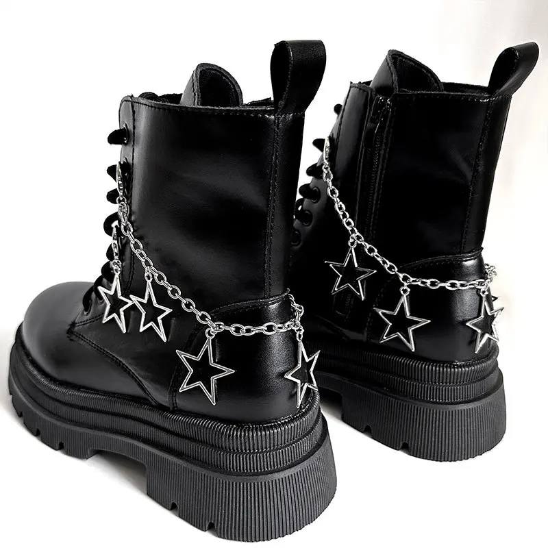 2 Pieces Hollow Star-Shaped Pendant Shoe Chain, Boots and Shoe Accessories, Five Pointed Star Pendant Chain Shoe Chain