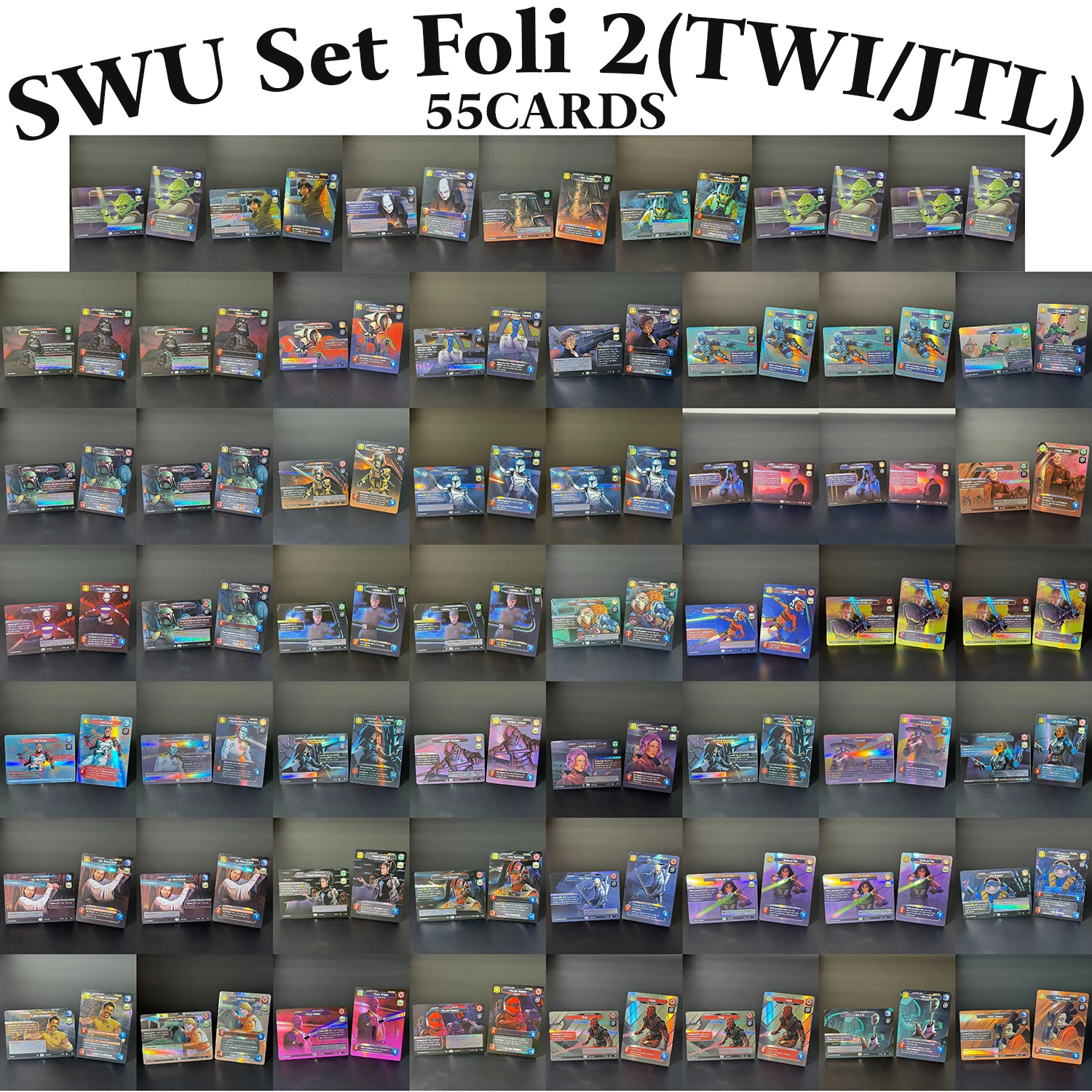 55 unids/set SWUDB Foil 2 juego completo de tarjetas proxy saltar a la velocidad de luz (JTL) Crepúsculo de la República (TWI) TCG tarjetas de juego de mesa