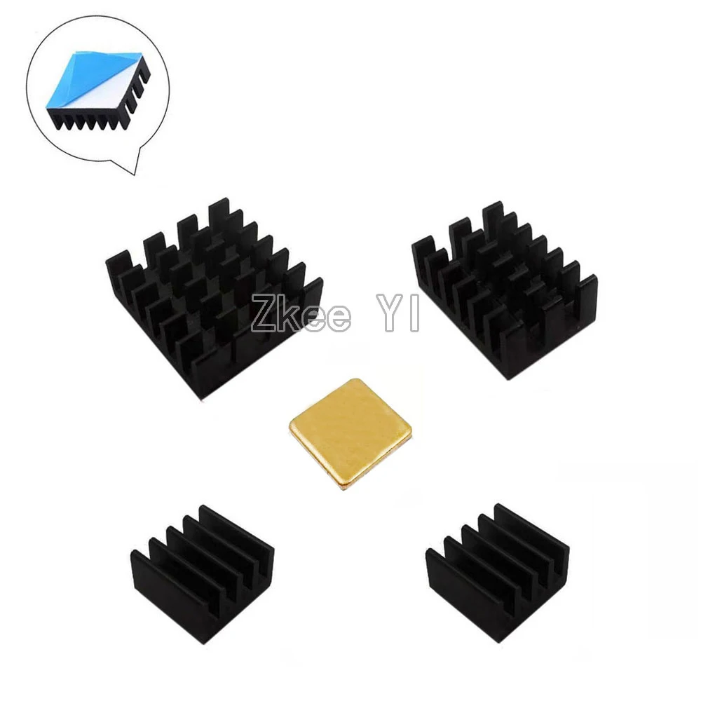 4 Pcs untuk Raspberry Pi 4B Shim Aluminium Radiator Pendingin Kit untuk Raspberry Pi 4 (Emas)