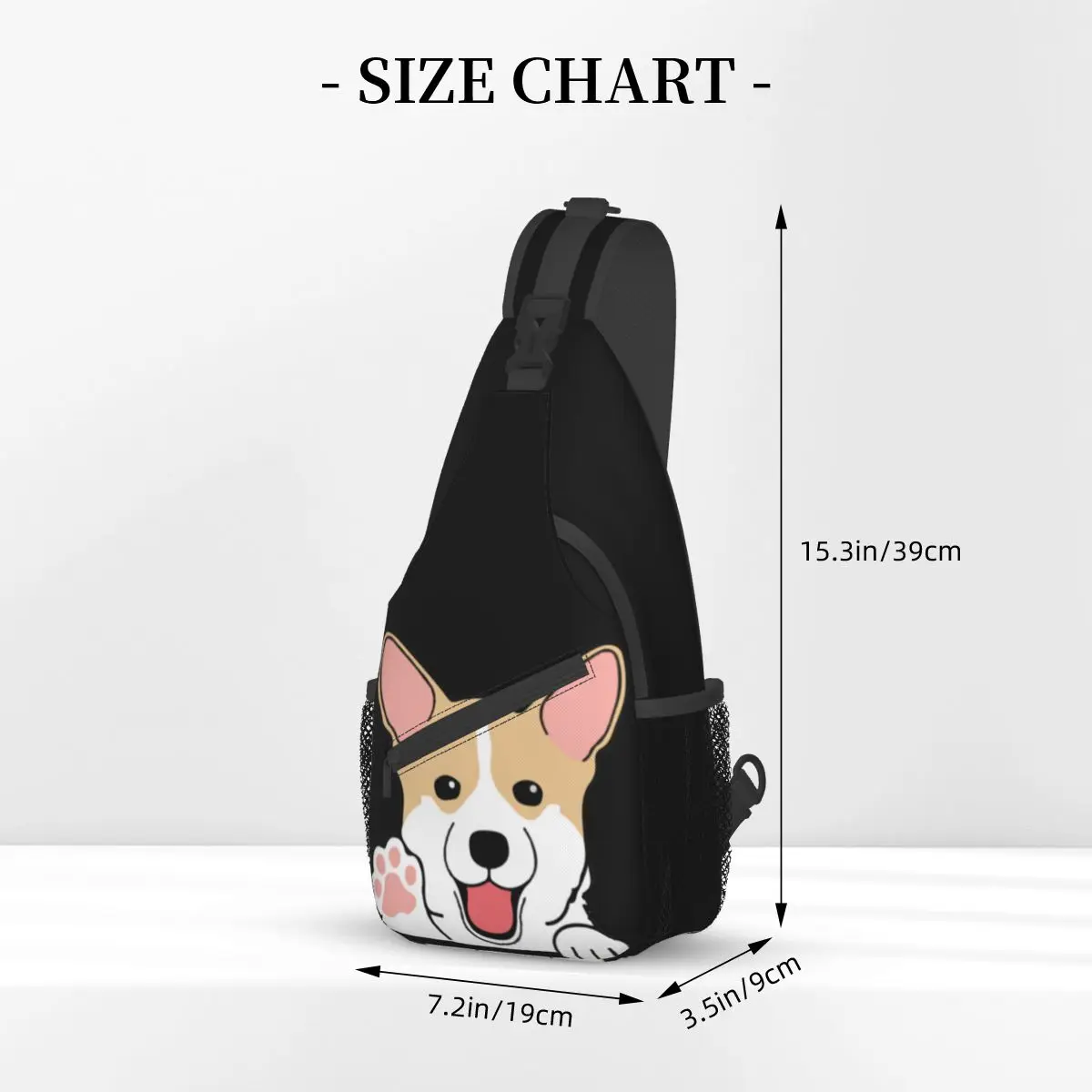 Słodkie łapy Corgi uśmiechają się torba typu Crossbody Sling Bag casualowa torba noszona na klatce piersiowej szczeniaczek zwierząt plecak na ramię plecak do uprawiania sportów turystycznych