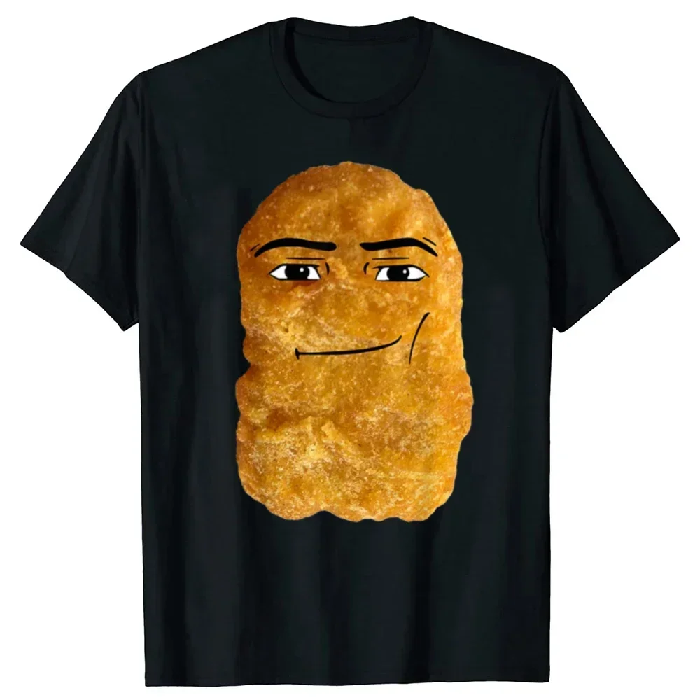 Humorous and funny chicken nugget fans joke T-shirt  food printed round neck daily casual women's T-shirt