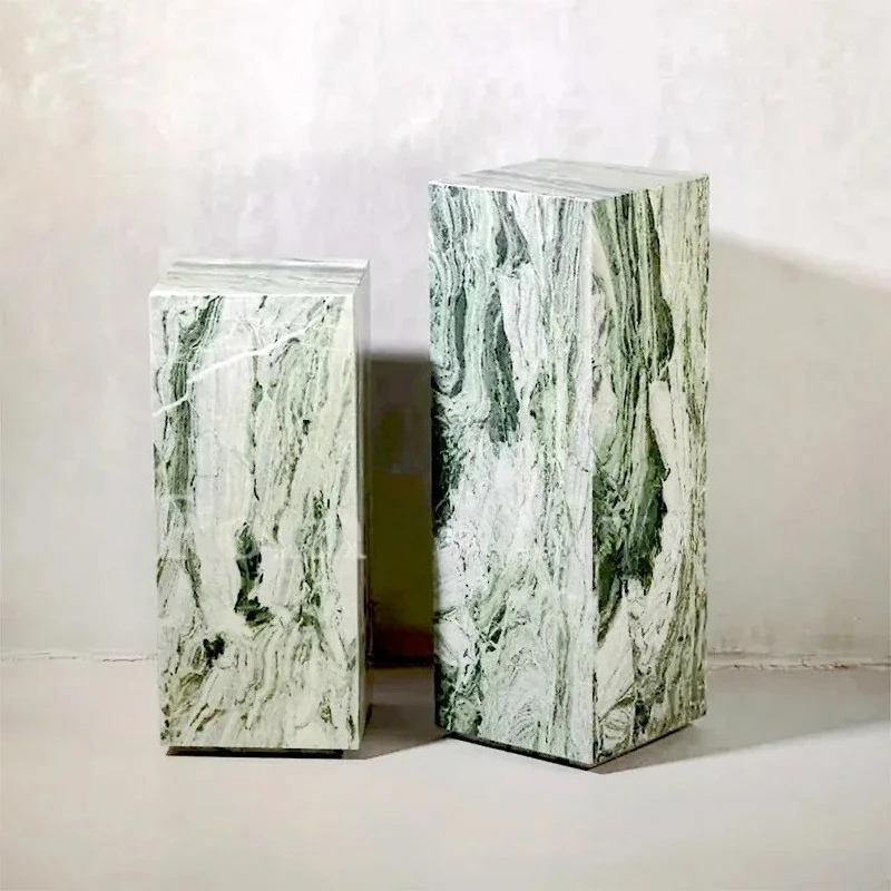 

atural marble sofa edge green light luxury modern creative living room simple small corner display stand
