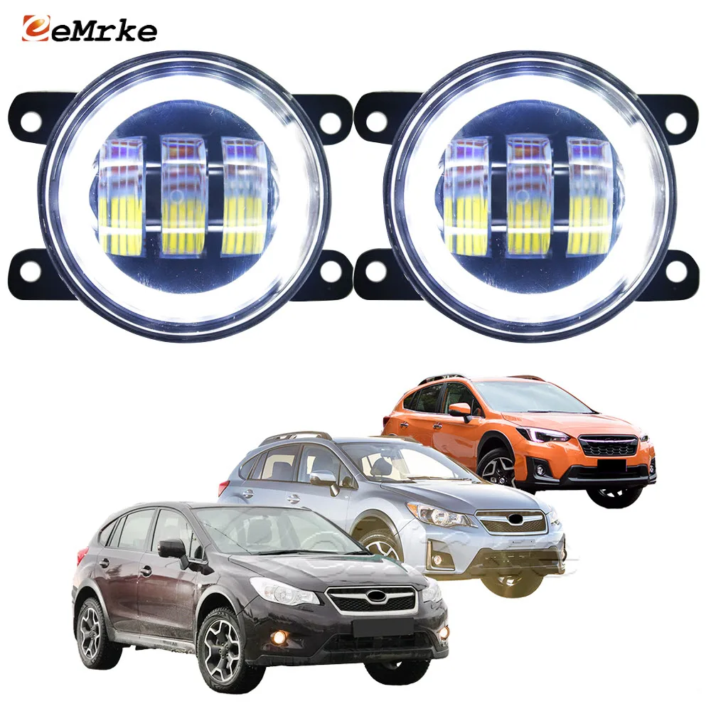 

Pair Led Fog Lights Assembly for Subaru Crosstrek / XV Crosstrek GP GT 2012-2021 Angel Eyes PTF w/ Lens Turn Signal Lights DRL