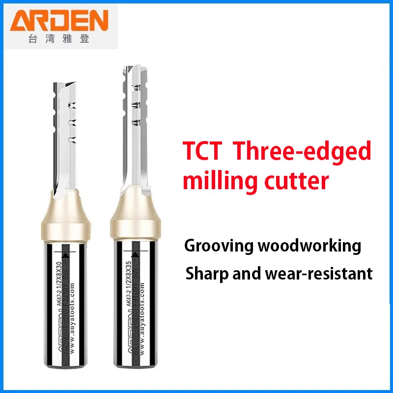 

Arden 3 Flute TCT Woodworking Cutter for Plywood Hardwood Cutting CNC Machines Carving Tool 12.7mm Shank Straight Milling Cutter