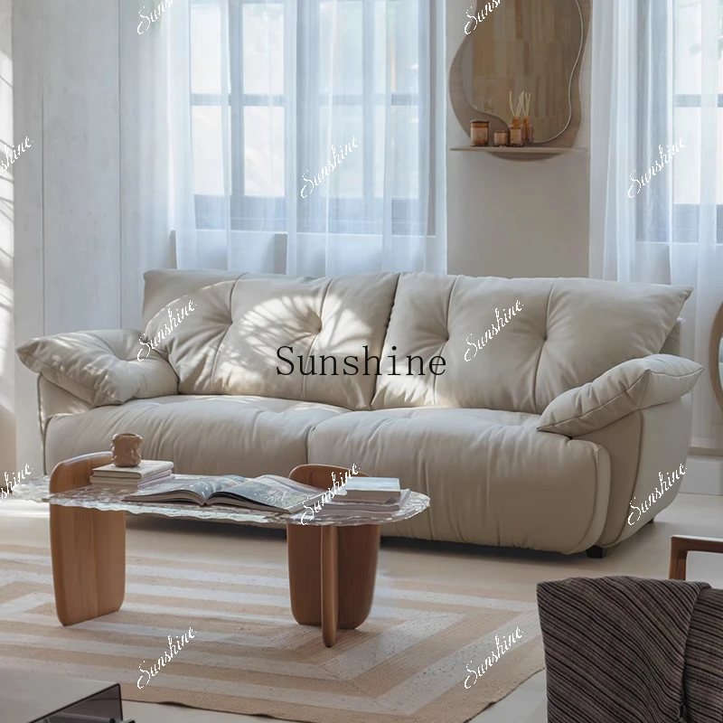 Bud first layer cowhide three petals sailing living room sofa clouds simple and modern  FT
