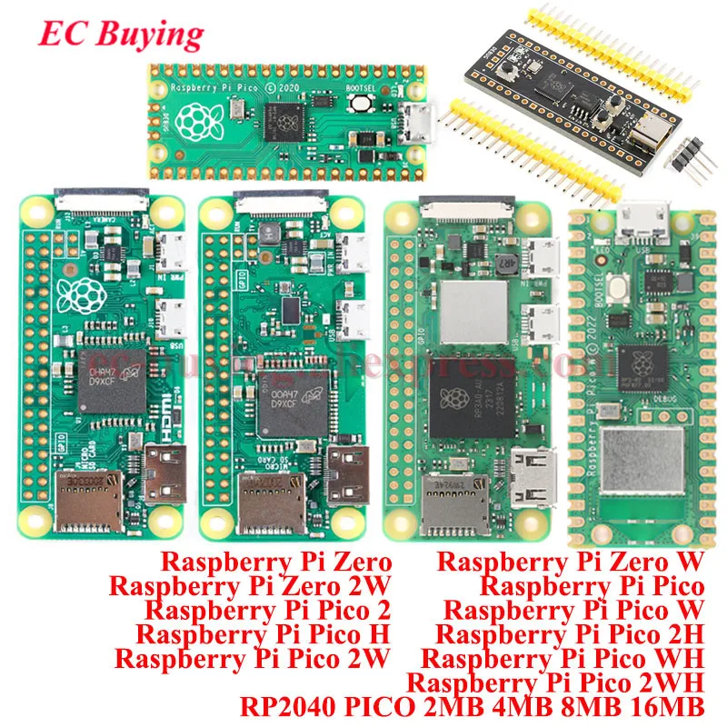 Placa de Desenvolvimento Raspberry Pi Zero W 2W Raspberry Pi Pico 2 Pico W H 2H 2W WH 2WH RP2040 RP2350 com WiFi e Bluetooth