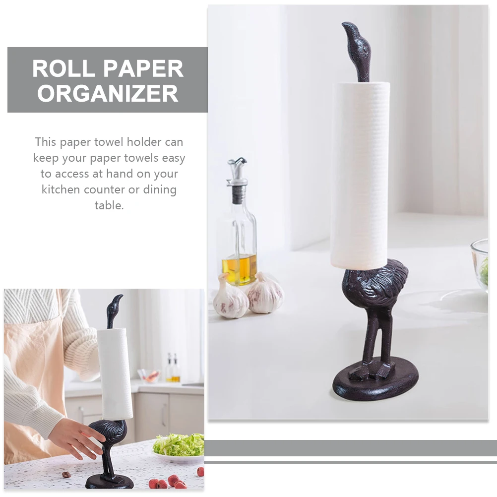 

Flamingo Shape Metal Roll Paper Holder Kitchen Towel Stand Paper Towel Organizer Countertop Dispenser Bathroom Home Decoration
