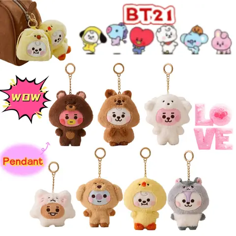 BT21 Koya Shooky Chimmy Cooky mang tata cute and creative kawaii plush keychains and bag charms, adorable doll gifts wholesale