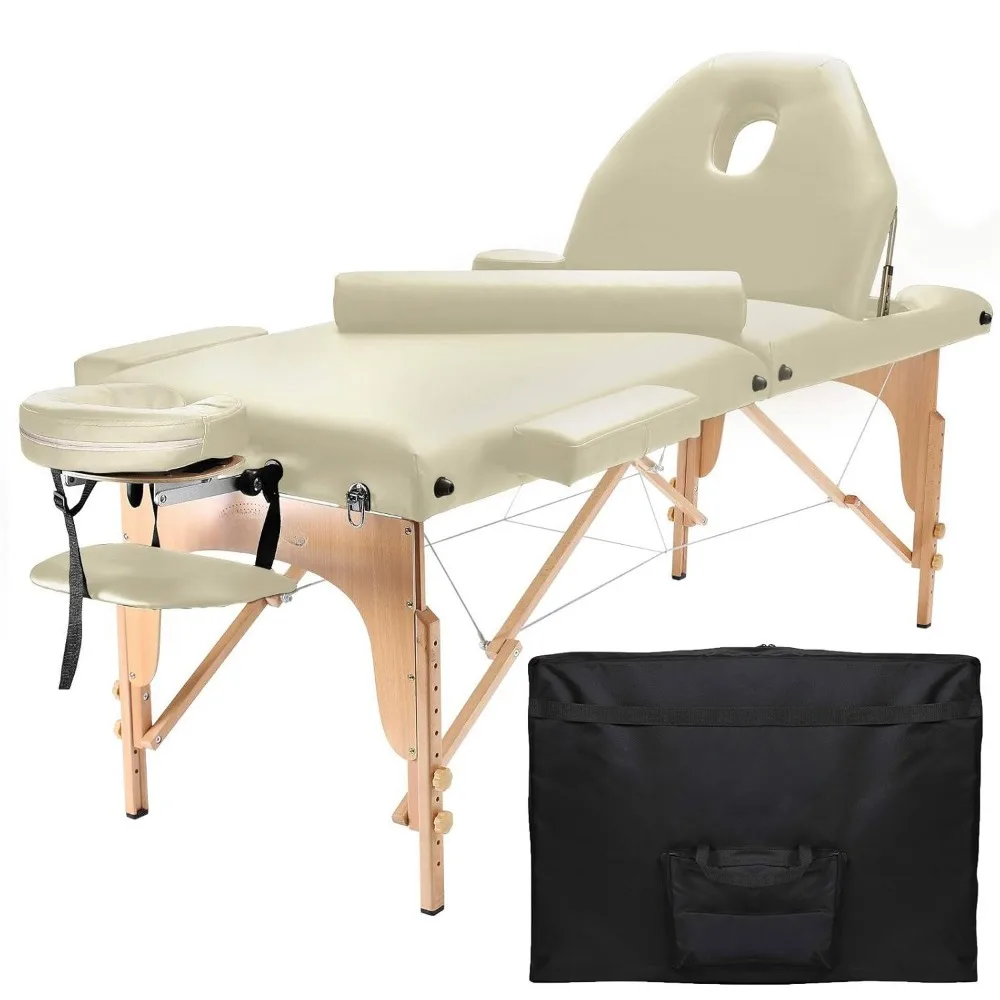 

Professional Portable Massage Table with Backrest - Cream Salon Commercial Furniture, Massage Tables & Beds