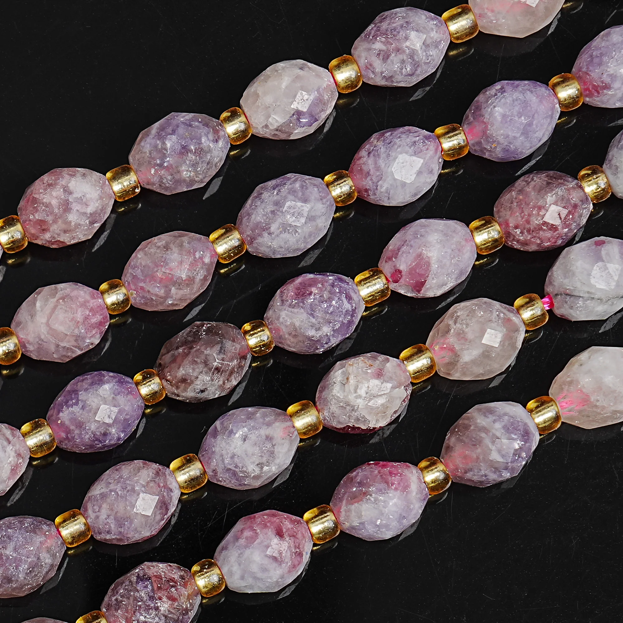 

8mm Plum Tourmaline Beads Faceted Oval Shape Natural Healing Crystal Beads Purple Pink Gemstone Loose Beads for Jewelry Making